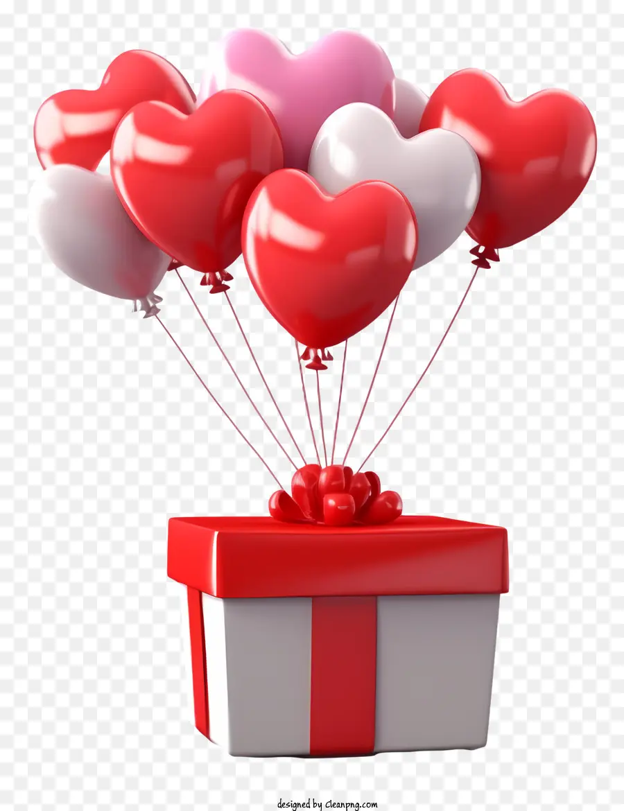 Cartoon Balão Valentine Gift，Vermelho E Branco Balões PNG