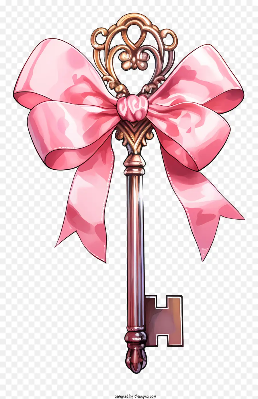 Chave，Chave Ornamentada Com Laço Rosa PNG