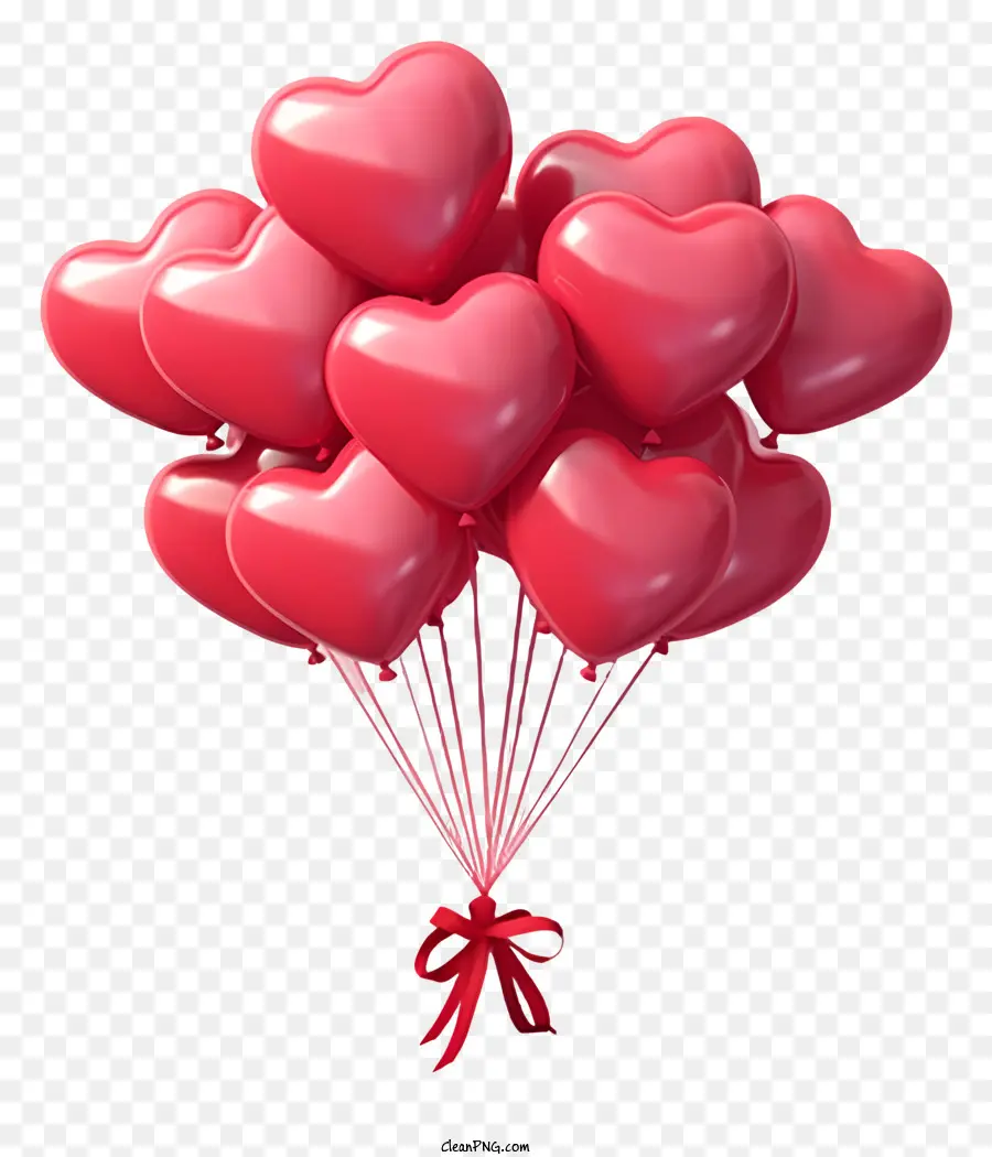 Cartoon Balão Valentine Gift，Balões De Coração Vermelho PNG