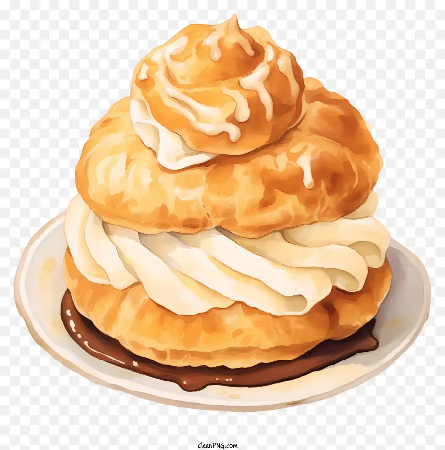 Folhado De Creme Aquarela，Folhado De Creme PNG