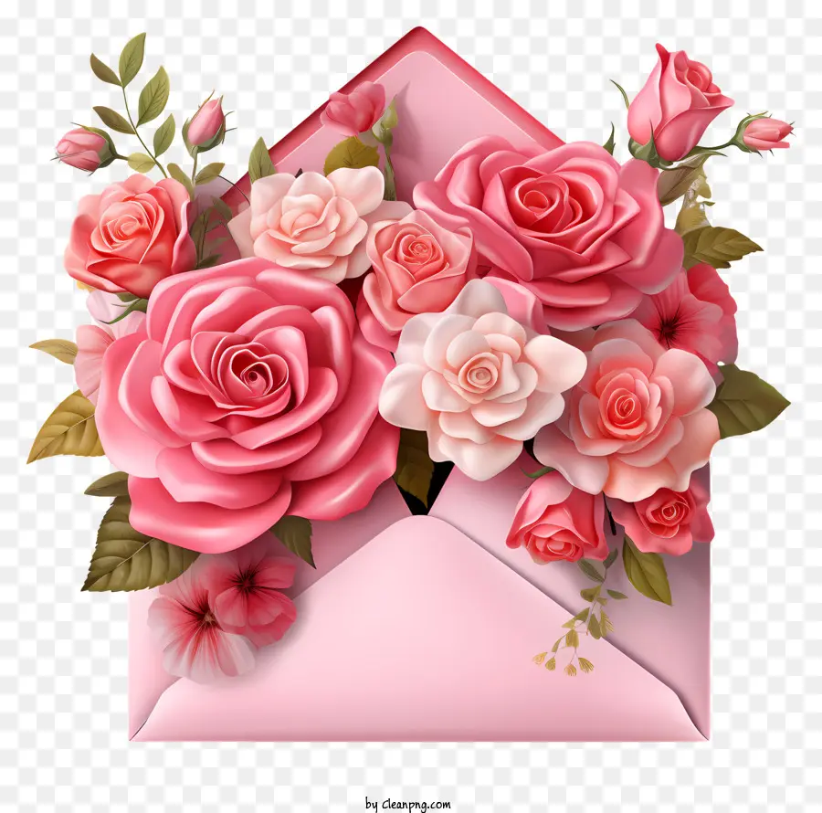 Envelope，Rosas PNG