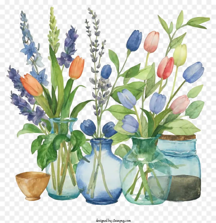 Desenho Animado，Vasos De Flores PNG