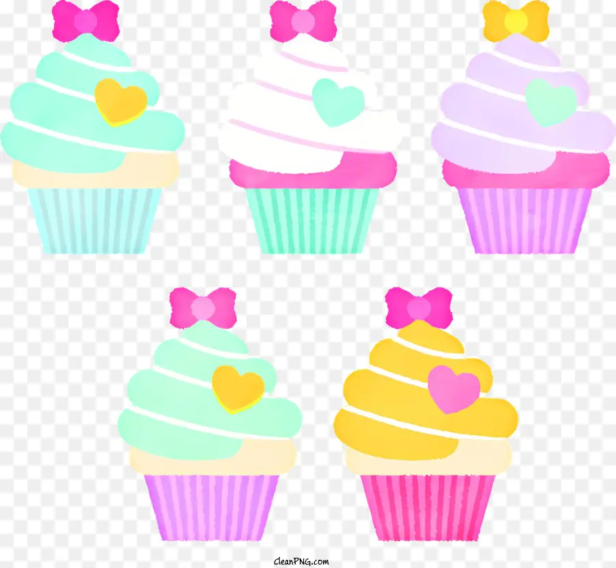 Cupcakes，Glacê De Cores Pastel PNG