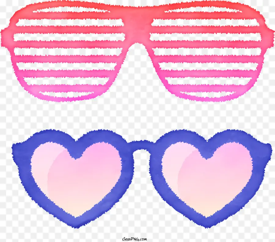Óculos De Sol Em Forma De Coração，óculos De Sol Rosa E Azul PNG
