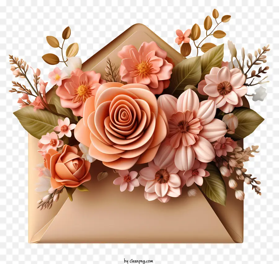 Envelope，Envelope Com Flores PNG