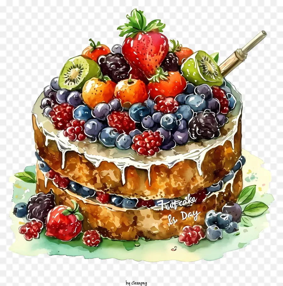 Fruit Bake Toss Day，Bolo Com Frutas PNG