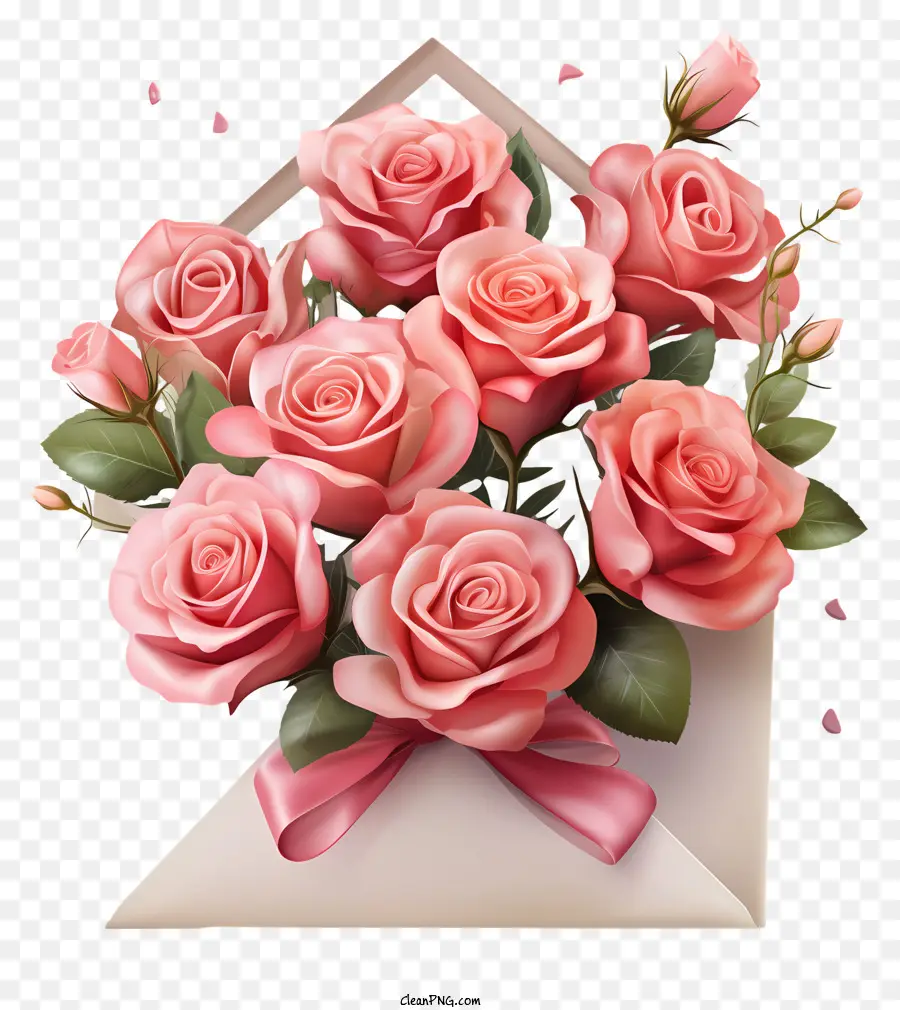 Envelope，Rosas Cor De Rosa PNG