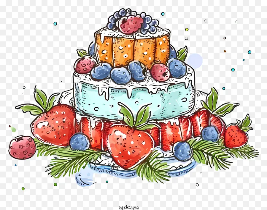 Bolo De Frutas De Atirar Dia，Bolo De Três Camadas PNG