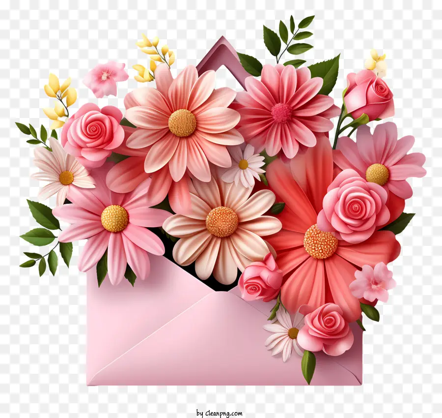 Envelope，Buquê De Flores PNG