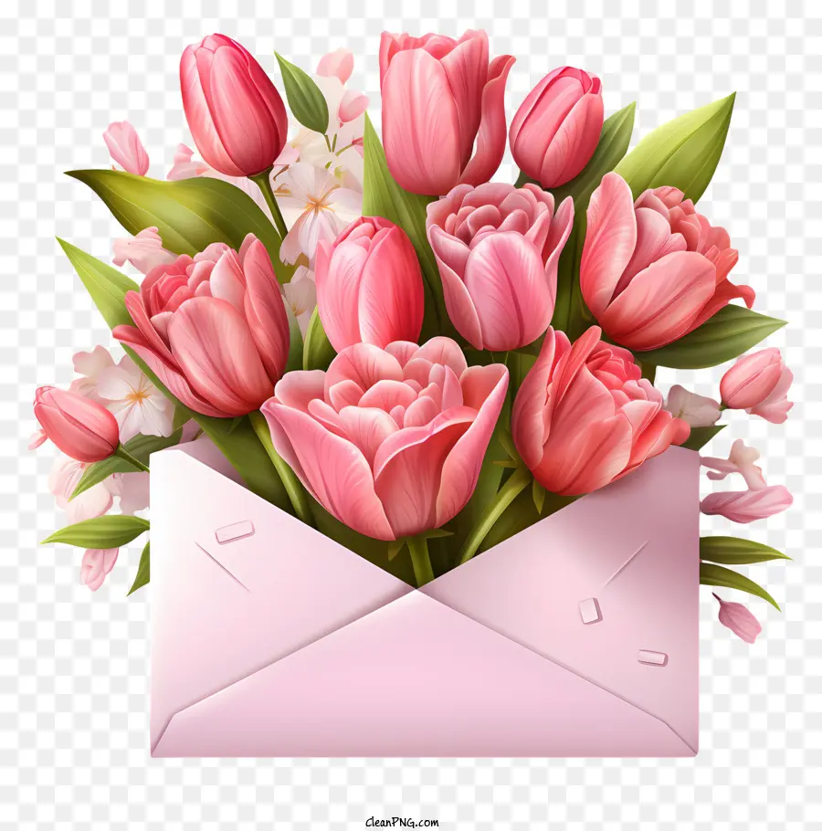 Envelope，Tulipas Cor De Rosa PNG