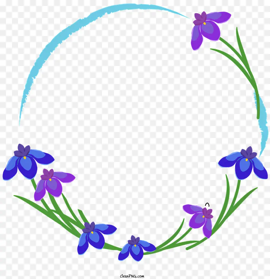 Coroa Azul，Flores Brancas PNG