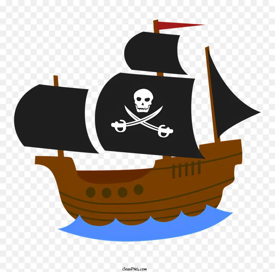 Navio Pirata，Bandeira Do Crânio E Dos Ossos Cruzados PNG