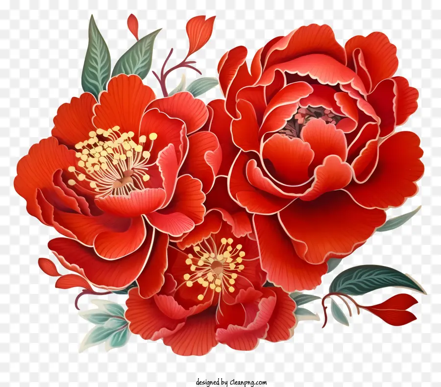 O Ano Novo Chinês Peônia，Flor Vermelha PNG