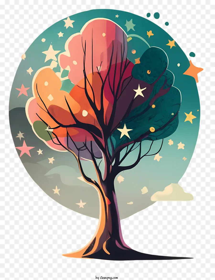 Cartoon，Colorido árvore PNG