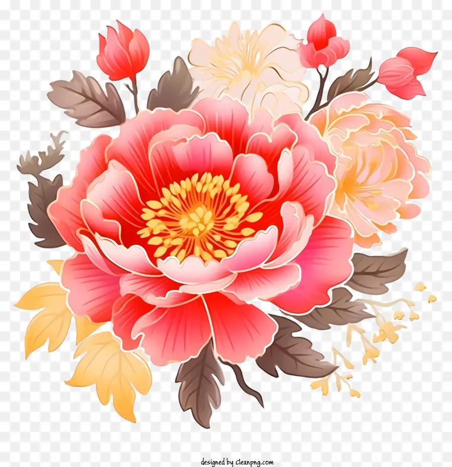 O Ano Novo Chinês Flor，Flores Coloridas PNG