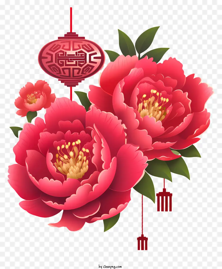 Peony De Ano Novo Chinês Plano，Peônias Rosa PNG