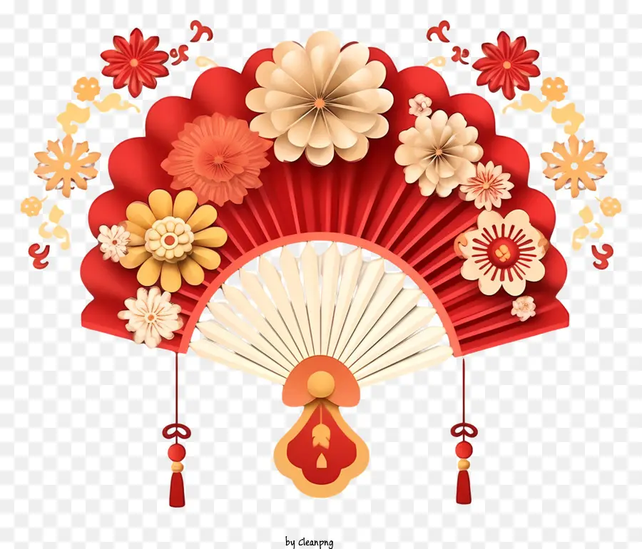 O Ano Novo Chinês Decoração，Fã Chinês PNG