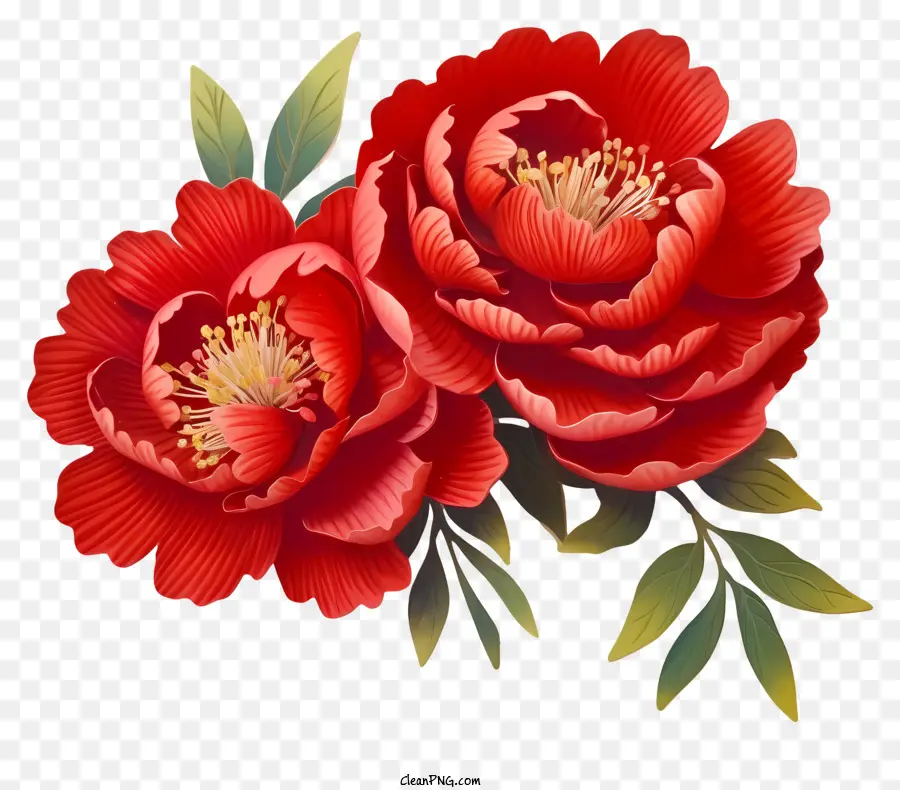 Peony Realista Do Ano Novo Chinês，Peônia Vermelha Flor PNG