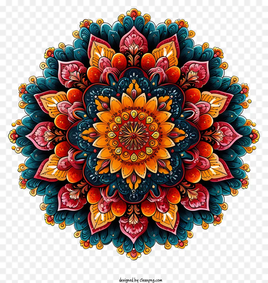 ícone，Mandala Colorida PNG