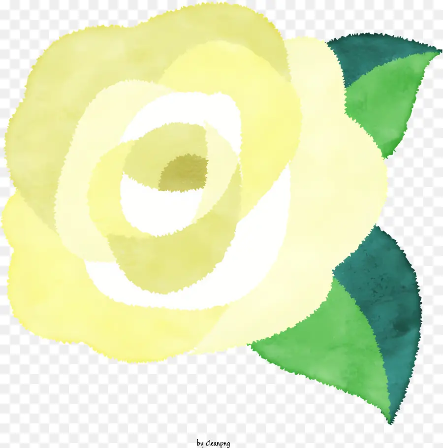 Rosa Amarela，Folhas Verdes PNG