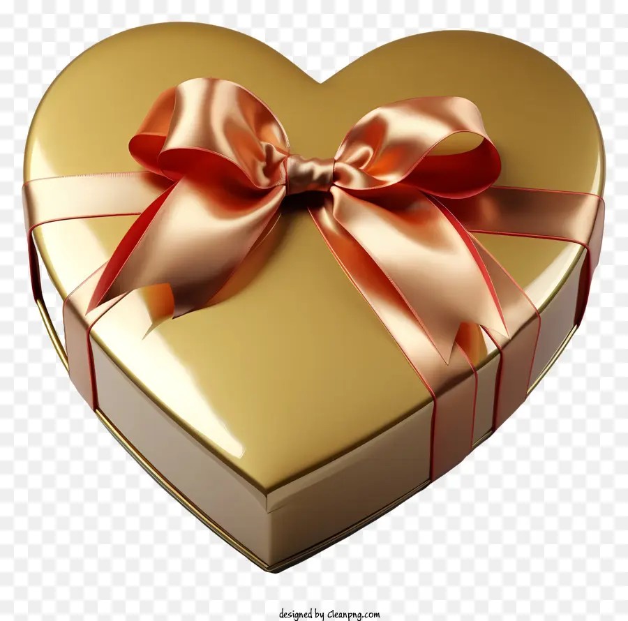 Caixa De Presente，Caixa De Coração Dourado PNG