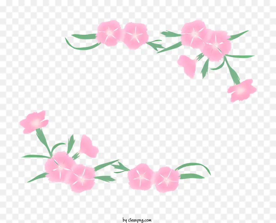 Coroa De Flores Rosa，Folhas Verdes PNG