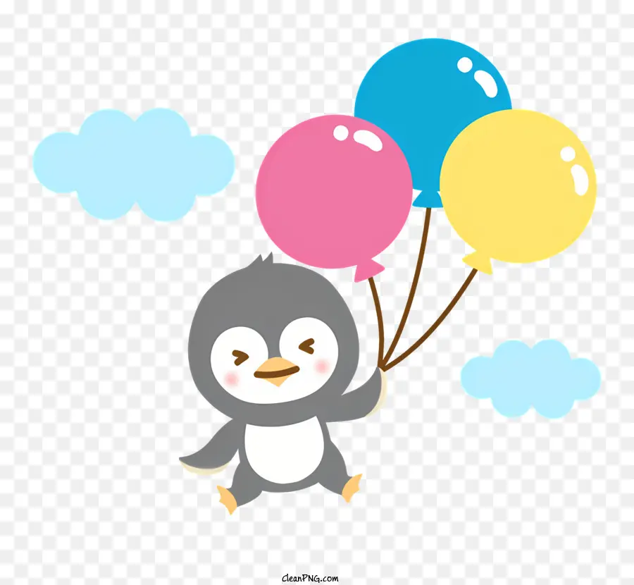 Pinguim Bonito，Balões Coloridos PNG