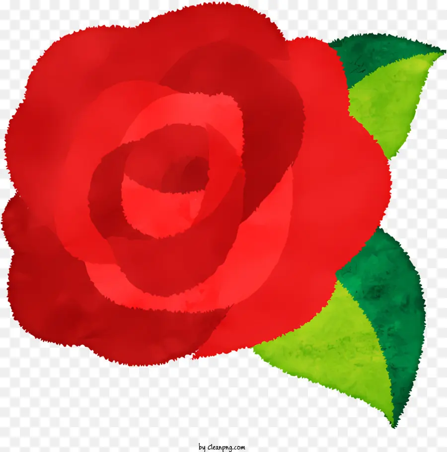 Rosa Vermelha，Folhas Verdes PNG