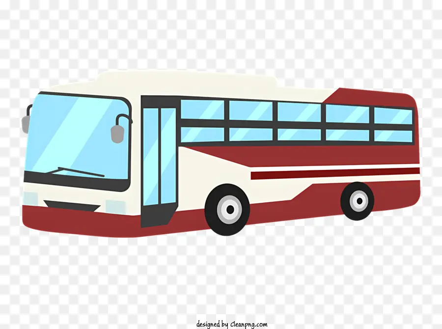 ônibus Público，ônibus Vermelho E Branco PNG
