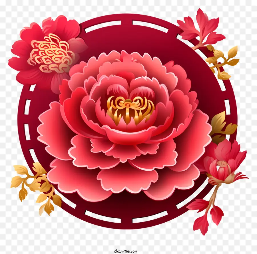 Emoji De Peônia Do Ano Novo Chinês，Flores Vermelhas PNG