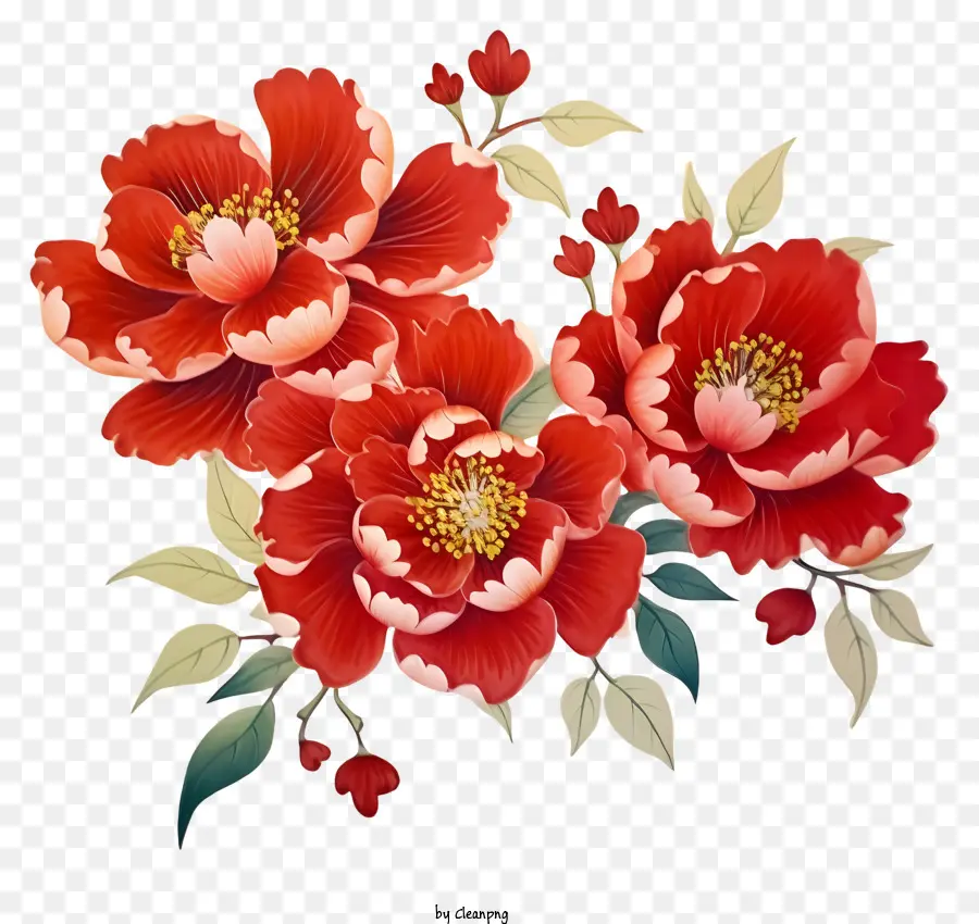 O Ano Novo Chinês Peônia，Peônia Vermelha Flores PNG