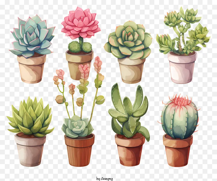 Aquarela Suculentas，Plantas Suculentas PNG