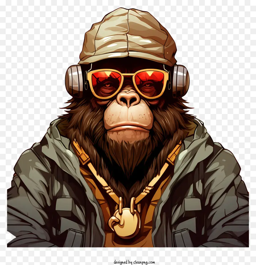 Macaco Usando óculos De Sol E Tampa Vermelha，Gorilla Graffiti PNG