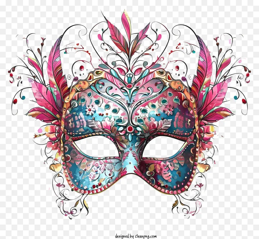 Máscara De Carnaval Desenhada à Mão，Máscara Floral PNG