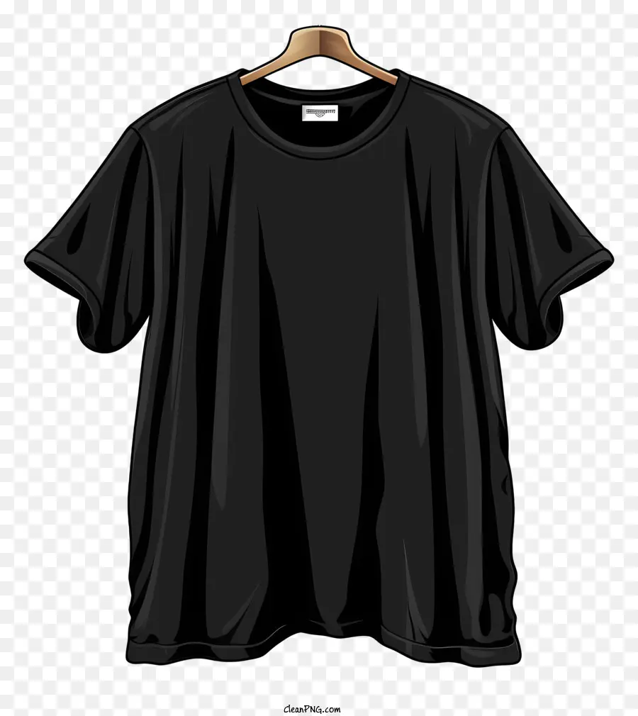 Camiseta Preta De Estilo Desenhado à Mão No Cabide De Pano，Preto Tshirt PNG