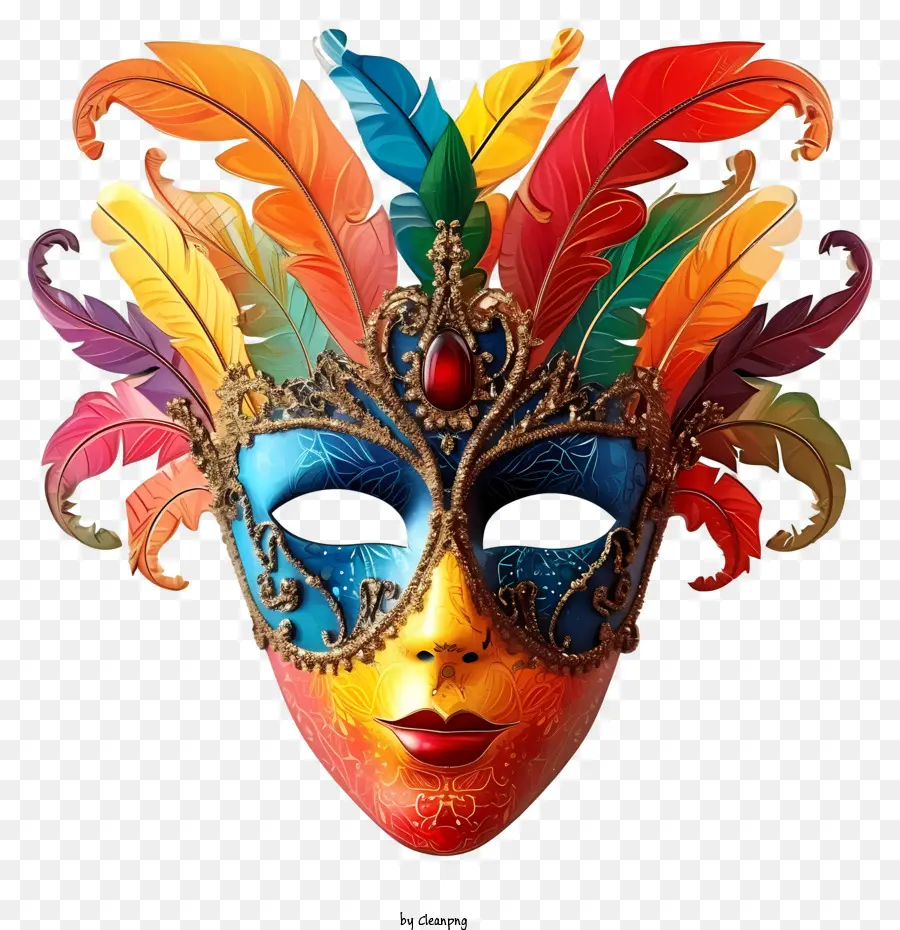 Máscara Plana Do Carnaval，Máscara Emplumada PNG