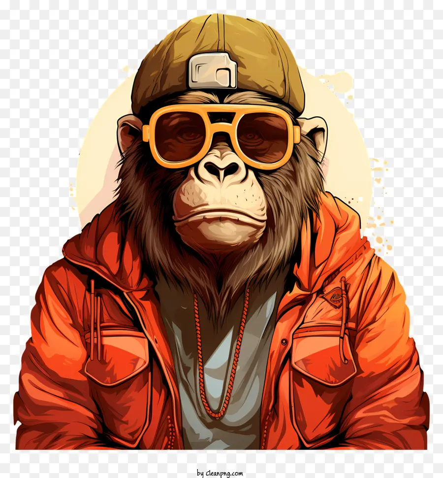 Macaco Usando óculos De Sol E Tampa Vermelha，Macaco Usando óculos De Sol PNG