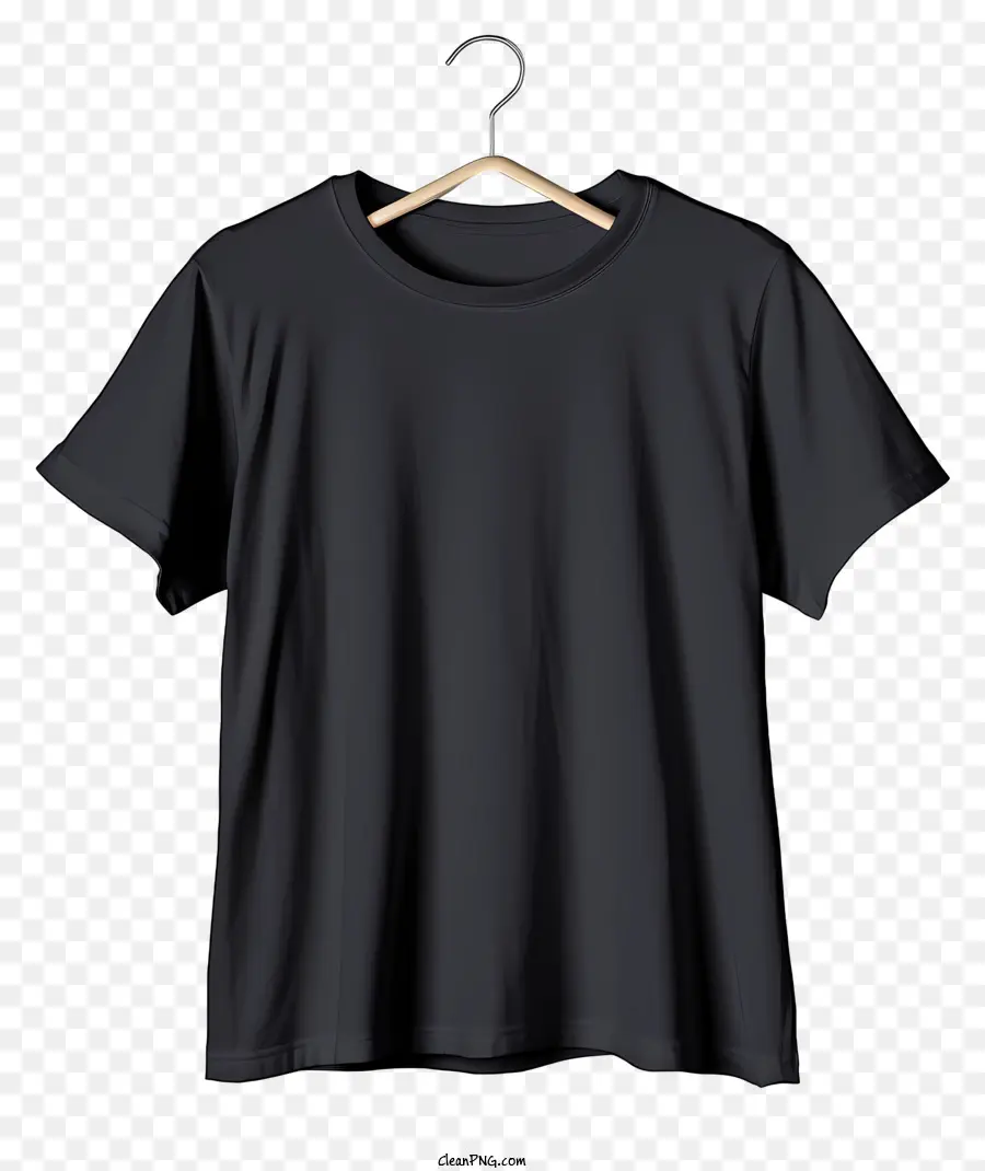 Camiseta Preta De Estilo Realista No Cabide De Pano，Preto Tshirt PNG