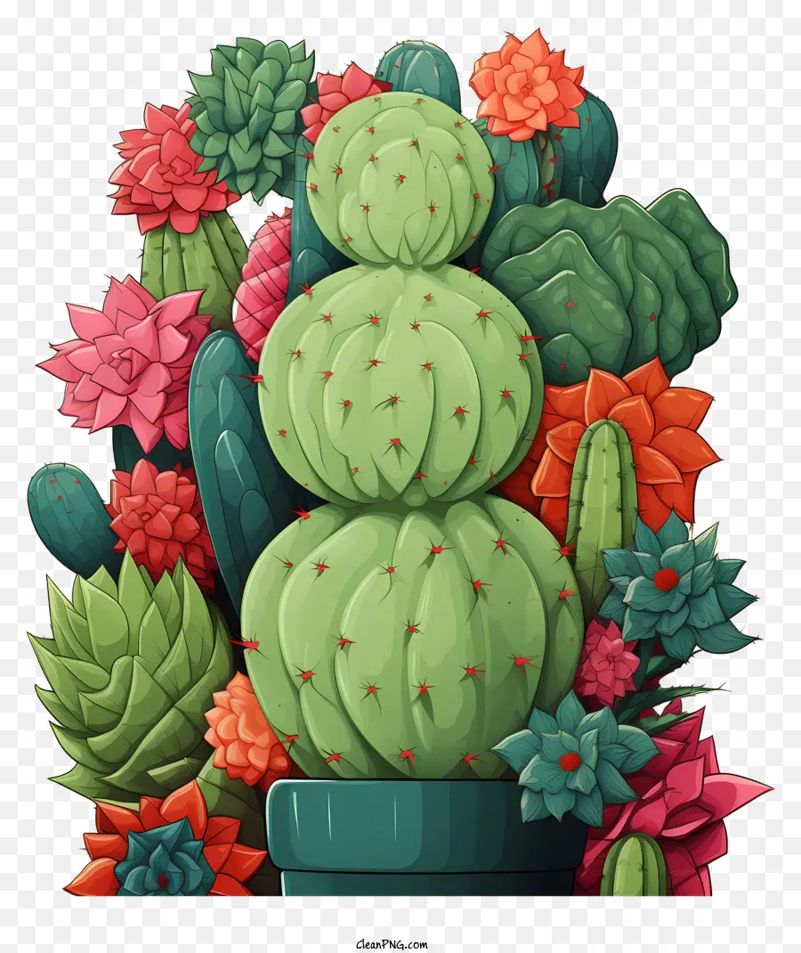 Suculentas，Cactos Coloridos PNG