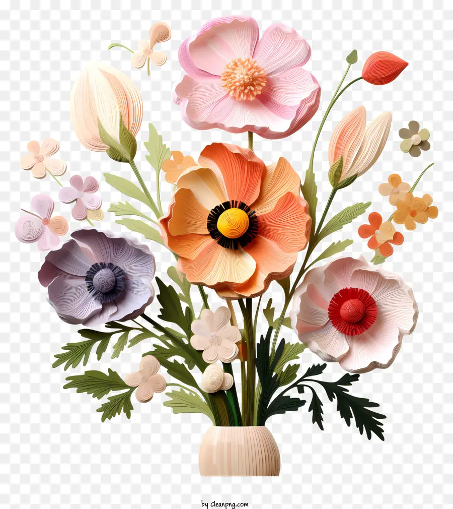 Bouquet De Primavera Pastel，Arranjo De Flores PNG