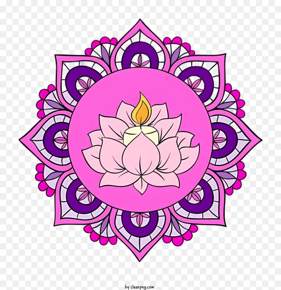 Dia De Bodhi，Mandala Com Lótus Rosa PNG