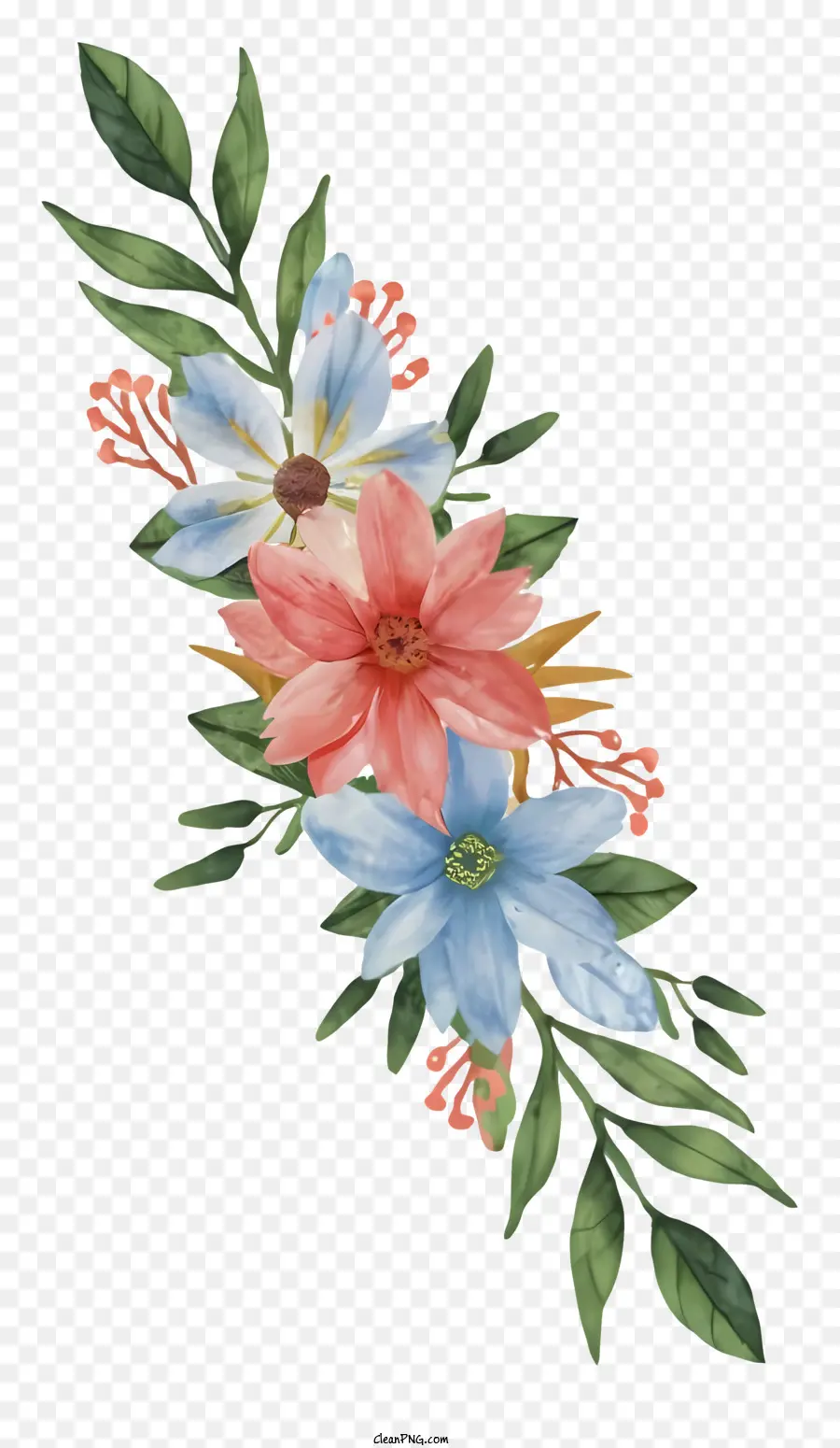 Envelope，Lindas Flores Em Aquarela PNG