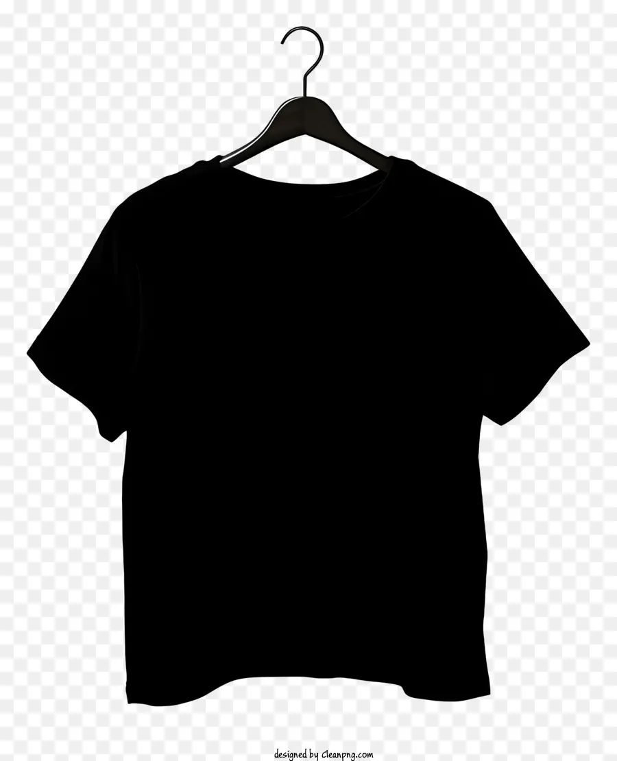 Camiseta Preta De Estilo Plano No Cabide，Preto Tshirt PNG