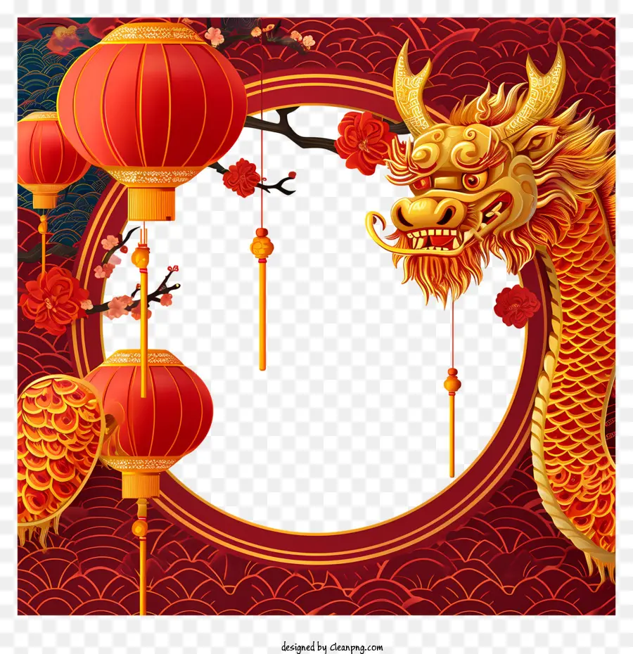 Ano Novo Chinês，Dragão Vermelho PNG
