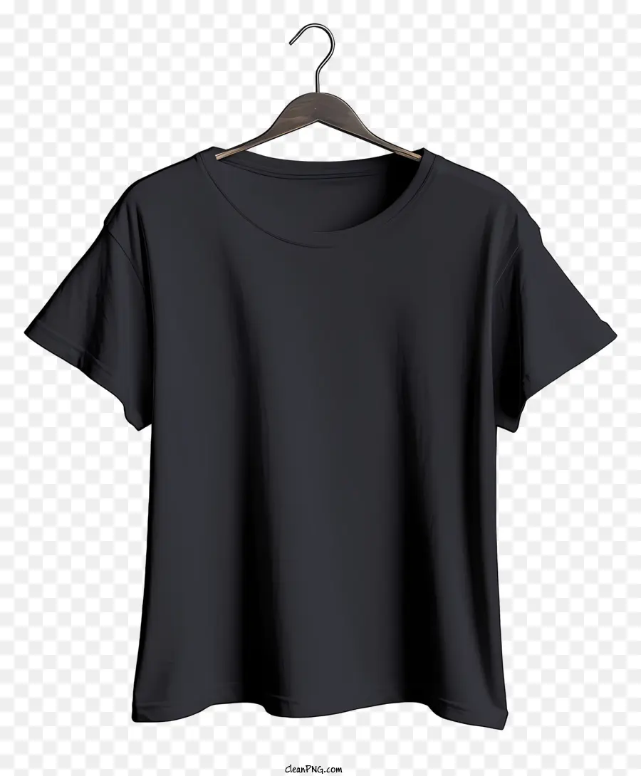 Camiseta Preta De Estilo Realista No Cabide De Pano，Preto Tshirt PNG