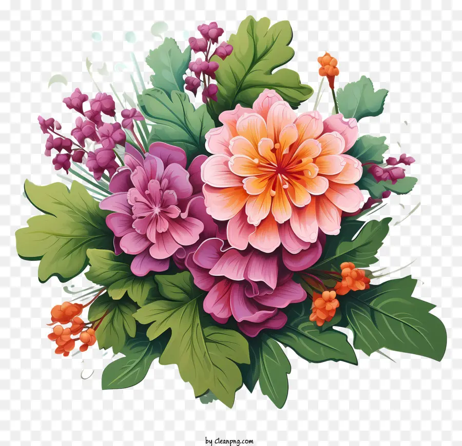Bouquet De Mola De Tintas Multicoloridas，Bouquet Of Flowers PNG