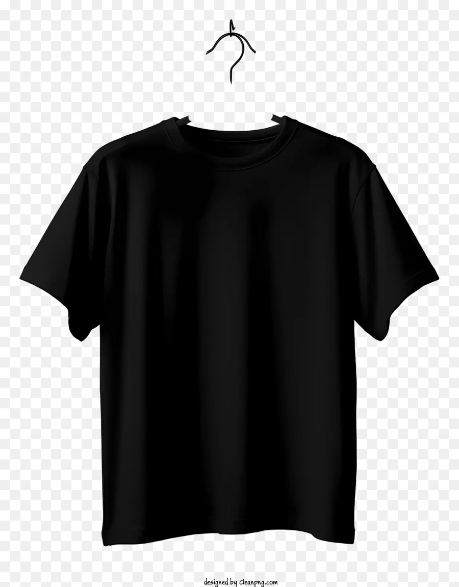 Camiseta Preta De Estilo Plano No Cabide，Preto Tshirt PNG