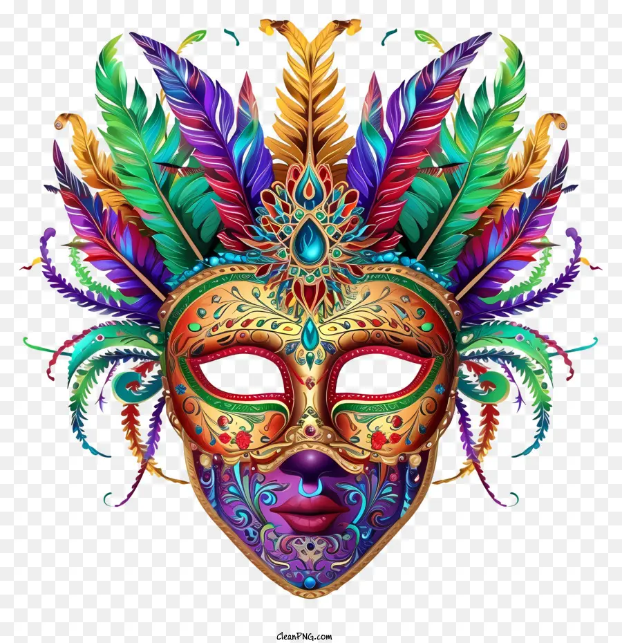 Máscara De Carnaval No Estilo Doodle，Máscara Colorida PNG