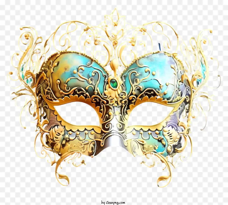 Máscara De Carnaval Pastel，Máscara Dourada PNG