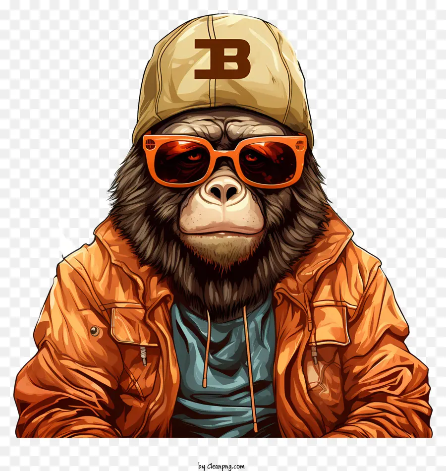 Macaco Usando óculos De Sol E Tampa Vermelha，Cartoon Macaco PNG